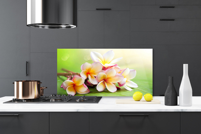 Kitchen Splashback Flowers floral red white yellow