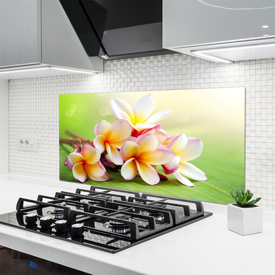 Kitchen Splashback Flowers floral red white yellow