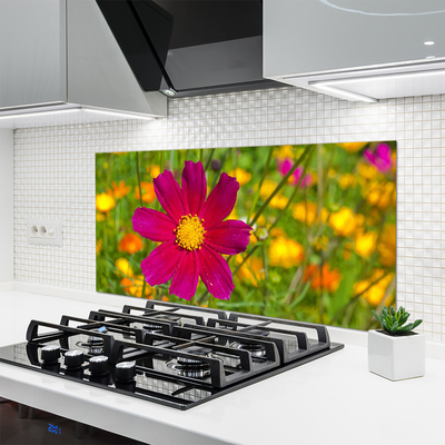 Kitchen Splashback Flower floral yellow red