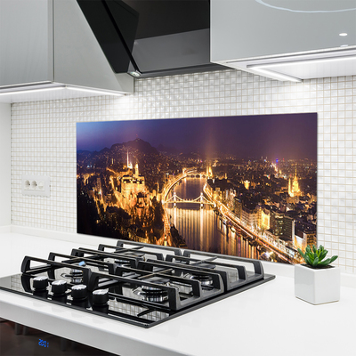 Kitchen Splashback City architecture yellow purple