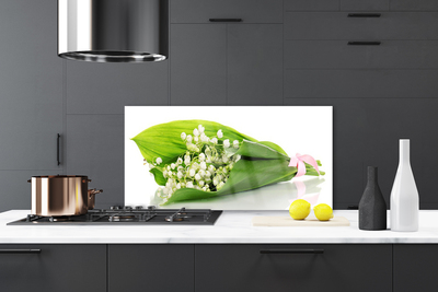 Kitchen Splashback Flowers floral white green