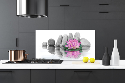 Kitchen Splashback Flower stones art pink grey