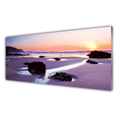 Kitchen Splashback Beach landscape purple