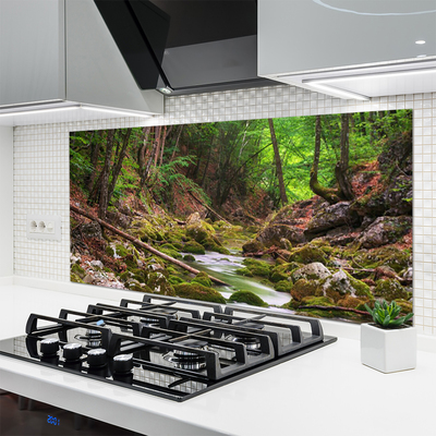 Kitchen Splashback Forest nature brown green