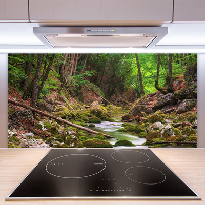 Kitchen Splashback Forest nature brown green