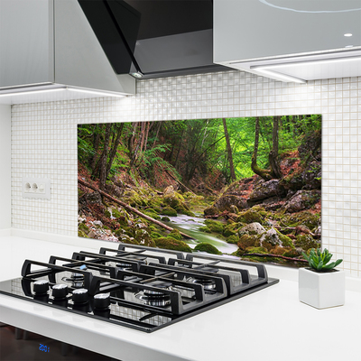 Kitchen Splashback Forest nature brown green