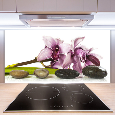 Kitchen Splashback Flower stones floral pink grey black