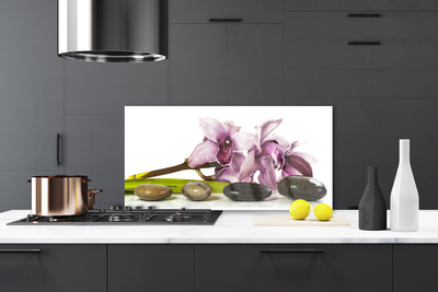 Kitchen Splashback Flower stones floral pink grey black