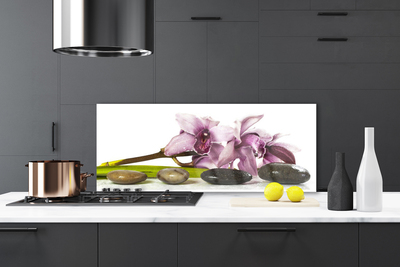 Kitchen Splashback Flower stones floral pink grey black