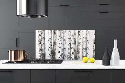 Kitchen Splashback Trees nature black white