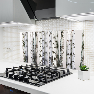 Kitchen Splashback Trees nature black white