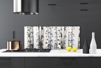 Kitchen Splashback Trees nature black white