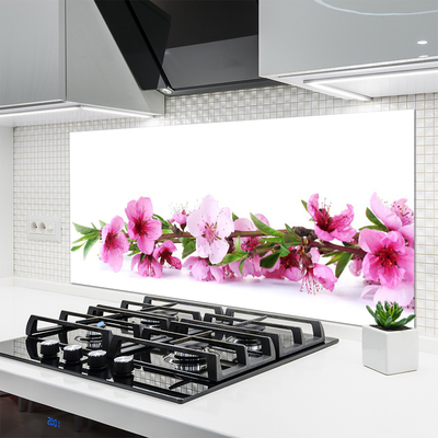 Kitchen Splashback Flowers floral pink green