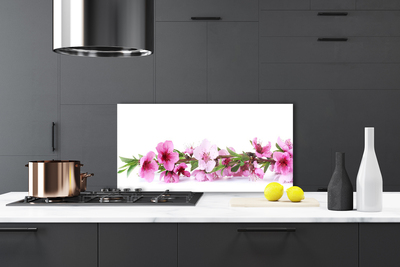 Kitchen Splashback Flowers floral pink green