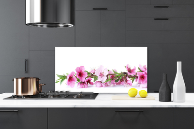 Kitchen Splashback Flowers floral pink green