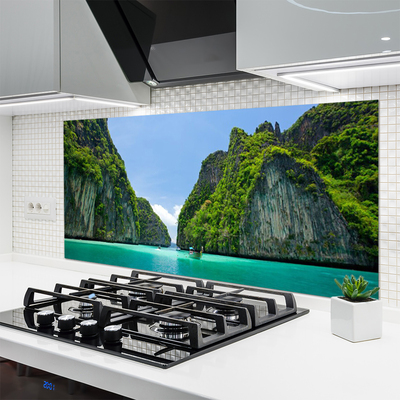 Kitchen Splashback Booked landscape blue grey green