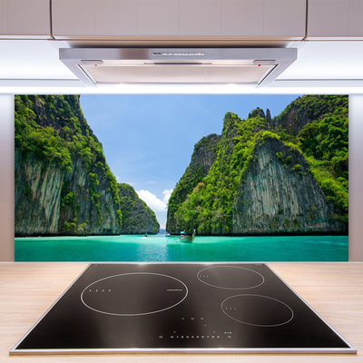 Kitchen Splashback Booked landscape blue grey green