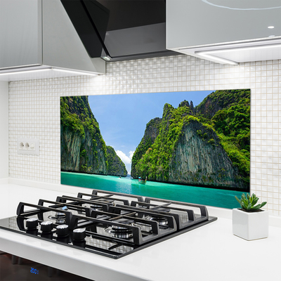 Kitchen Splashback Booked landscape blue grey green