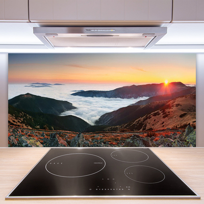 Kitchen Splashback Booked landscape brown grey white yellow