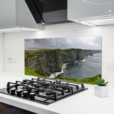 Kitchen Splashback Gulf landscape grey green