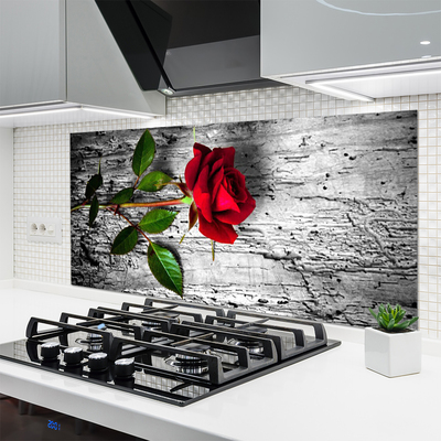 Kitchen Splashback Rose floral red green