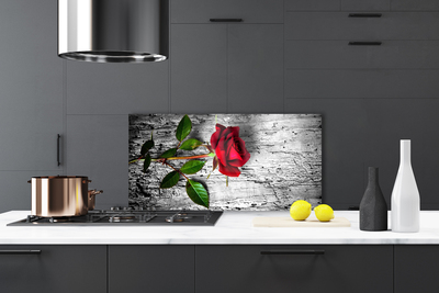 Kitchen Splashback Rose floral red green