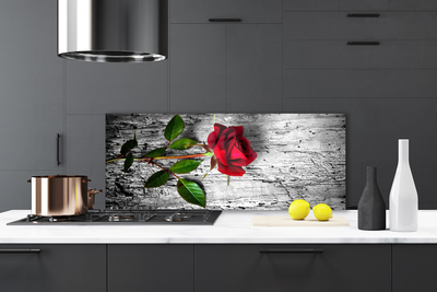 Kitchen Splashback Rose floral red green