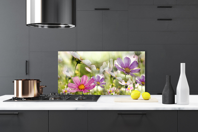 Kitchen Splashback Flowers nature pink yellow green