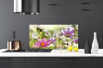 Kitchen Splashback Flowers nature pink yellow green