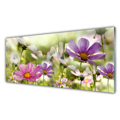 Kitchen Splashback Flowers nature pink yellow green