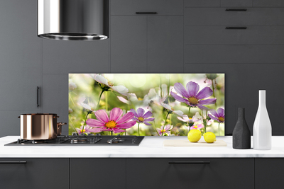 Kitchen Splashback Flowers nature pink yellow green