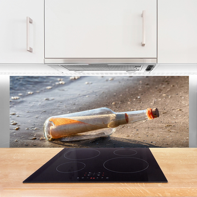 Kitchen Splashback Message in a bottle art white grey