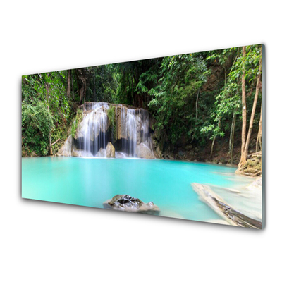 Kitchen Splashback Waterfall lake nature blue white grey green