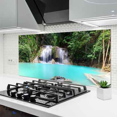 Kitchen Splashback Waterfall lake nature blue white grey green