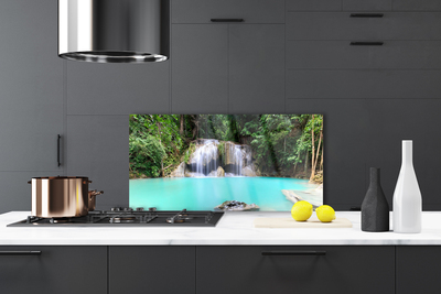 Kitchen Splashback Waterfall lake nature blue white grey green