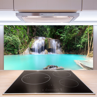 Kitchen Splashback Waterfall lake nature blue white grey green