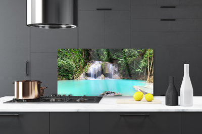 Kitchen Splashback Waterfall lake nature blue white grey green