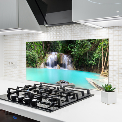 Kitchen Splashback Waterfall lake nature blue white grey green