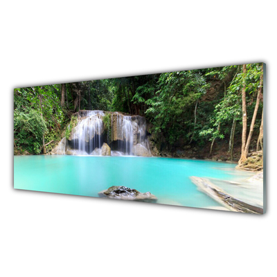 Kitchen Splashback Waterfall lake nature blue white grey green