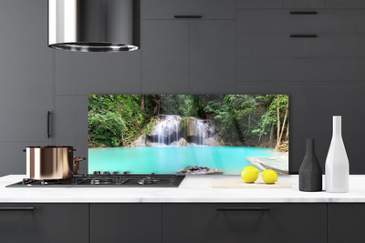 Kitchen Splashback Waterfall lake nature blue white grey green