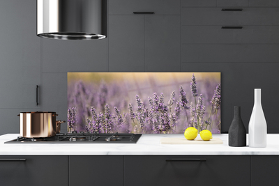 Kitchen Splashback Flowers floral purple