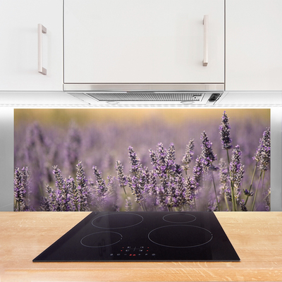 Kitchen Splashback Flowers floral purple