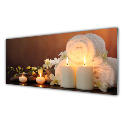 Kitchen Splashback Candles bath towels art white yellow