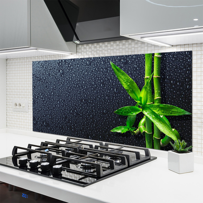 Kitchen Splashback Bamboo stalks floral green