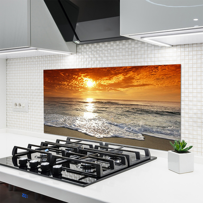 Kitchen Splashback Sea sun landscape white yellow grey