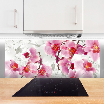 Kitchen Splashback Flowers floral pink