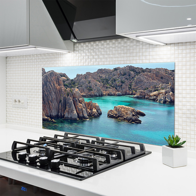 Kitchen Splashback Gulf landscape blue grey