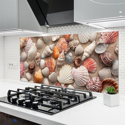 Kitchen Splashback Shellfish art white grey brown beige