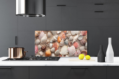 Kitchen Splashback Shellfish art white grey brown beige