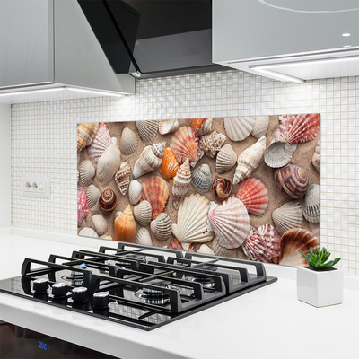 Kitchen Splashback Shellfish art white grey brown beige